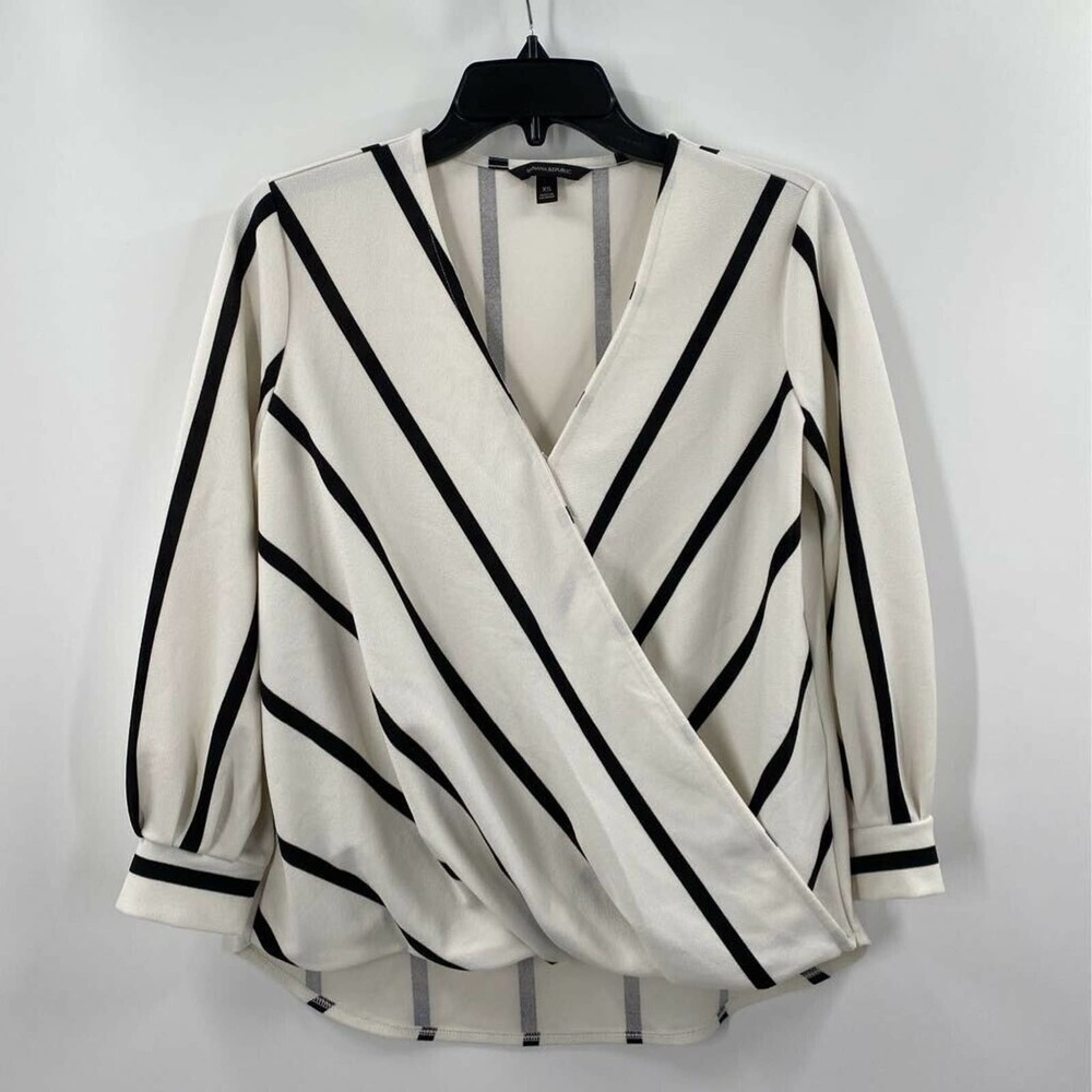 Banana Republic Wrap Top Striped Stretch V Neck